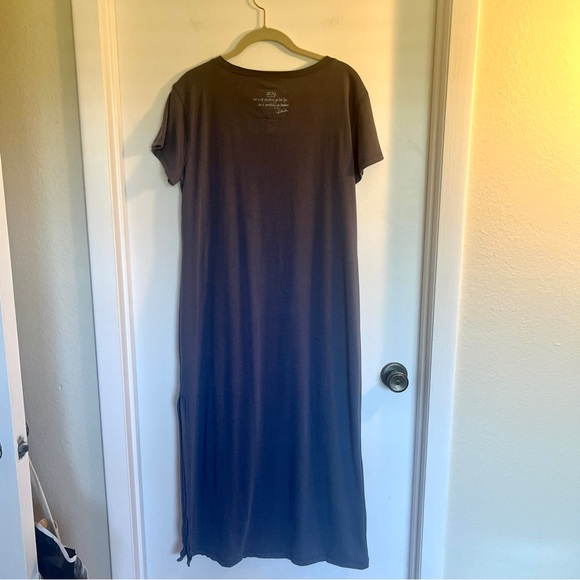 Peace Love World Blue Maxi Tee Dress with Side Slit, Small Petite - Picture 2 of 4